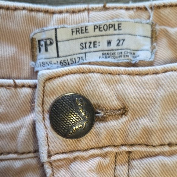 Free People Tan Jean Shorts Distressed Style - Picture 3 of 6